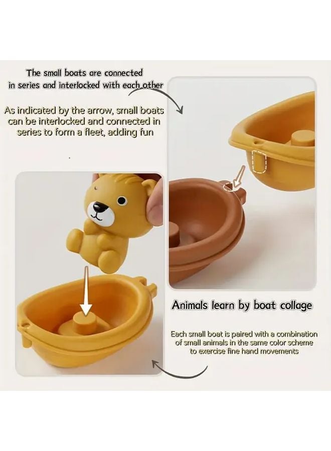 6pcs Floating Boat Toy Stackable Bathing Animal Finger Cover Water Play - Image 5
